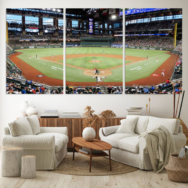 Texas Rangers Baseball Team Print - Arlington Globe Life Field Stadium Canvas Print Wall Art
