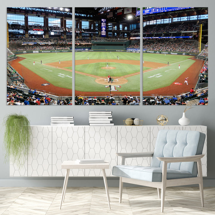 Texas Rangers Baseball Team Print - Arlington Globe Life Field Stadium Canvas Print Wall Art