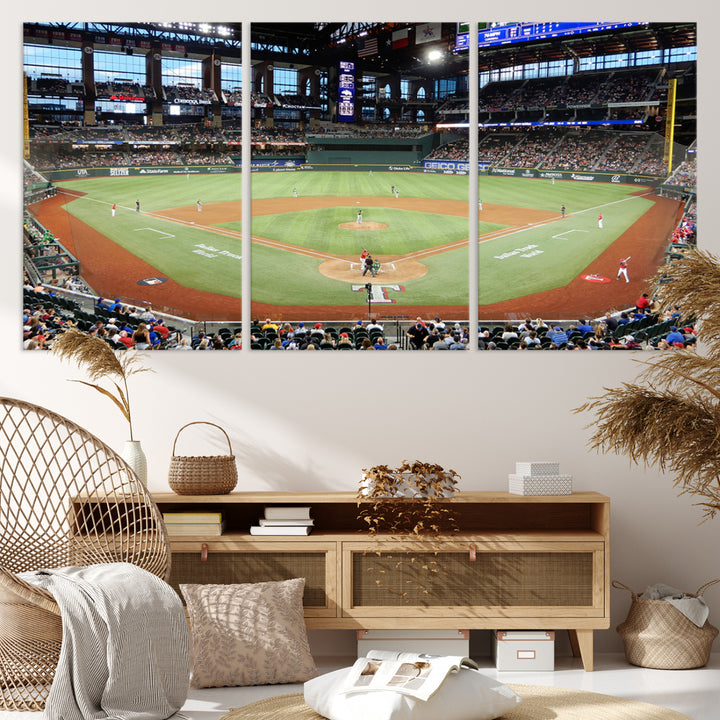 78468-MGV-CV-36X24-Texas Rangers Baseball Team Print - Arlington Globe Life Field Stadium Canvas Print Wall Art