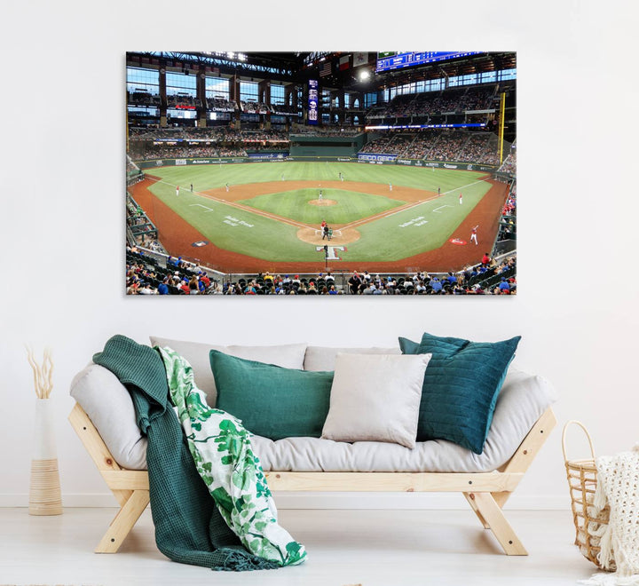 Texas Rangers Baseball Team Print - Arlington Globe Life Field Stadium Canvas Print Wall Art