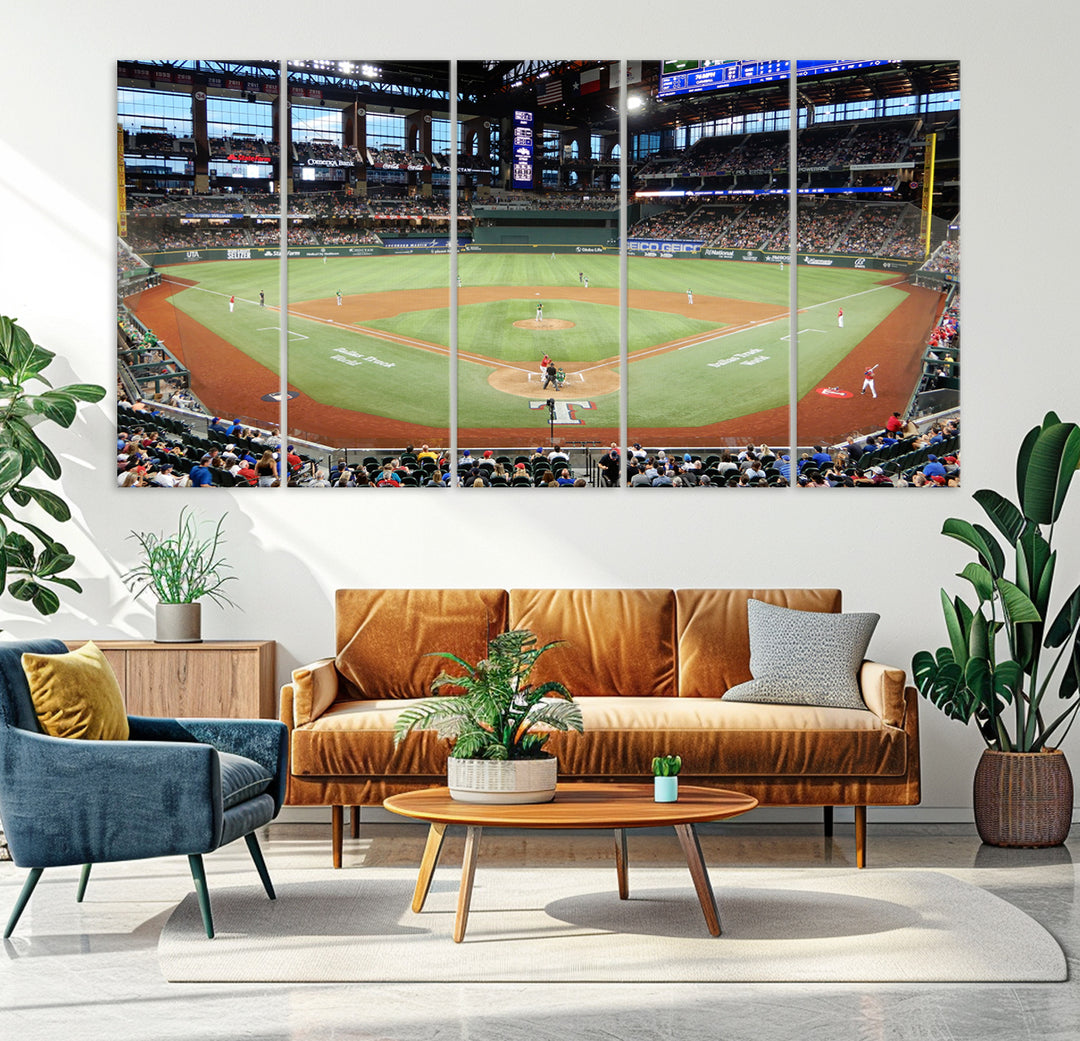 78468-MGV-CV-36X24-Texas Rangers Baseball Team Print - Arlington Globe Life Field Stadium Canvas Print Wall Art