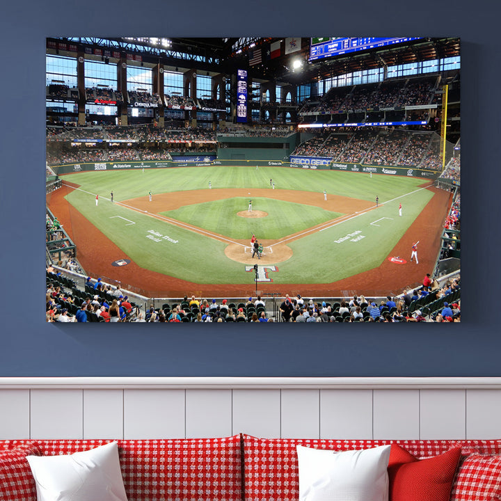 Texas Rangers Baseball Team Print - Arlington Globe Life Field Stadium Canvas Print Wall Art