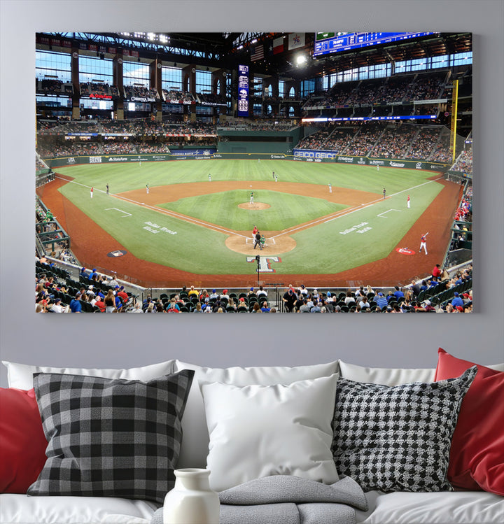 Texas Rangers Baseball Team Print - Arlington Globe Life Field Stadium Canvas Print Wall Art