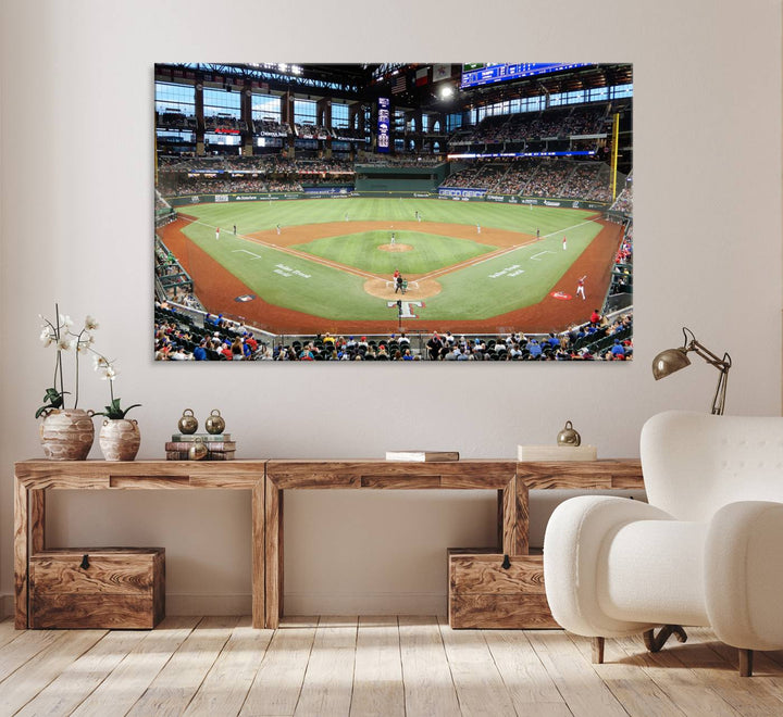 Texas Rangers Baseball Team Print - Arlington Globe Life Field Stadium Canvas Print Wall Art