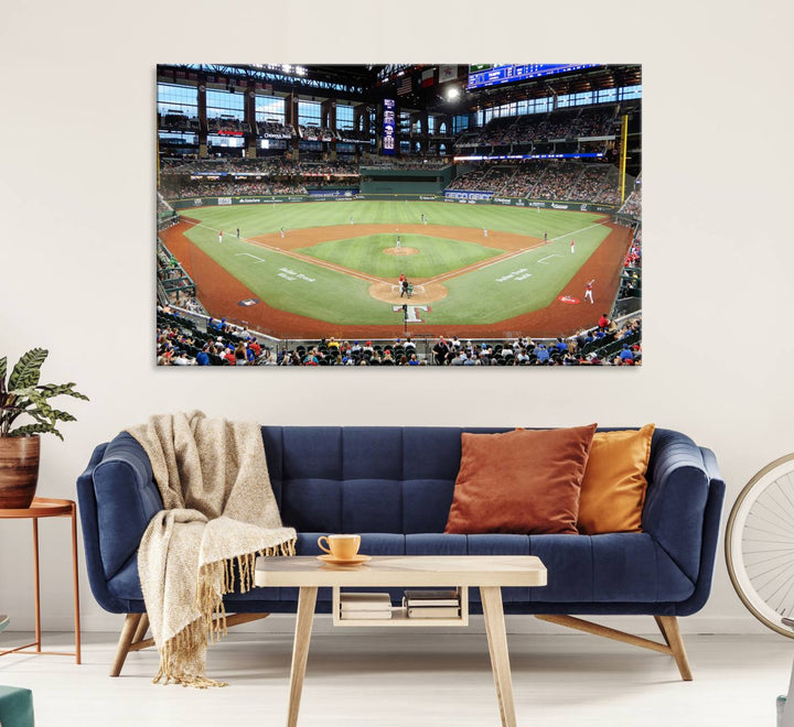 Texas Rangers Baseball Team Print - Arlington Globe Life Field Stadium Canvas Print Wall Art