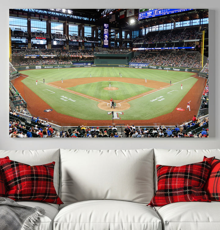 Texas Rangers Baseball Team Print - Arlington Globe Life Field Stadium Canvas Print Wall Art