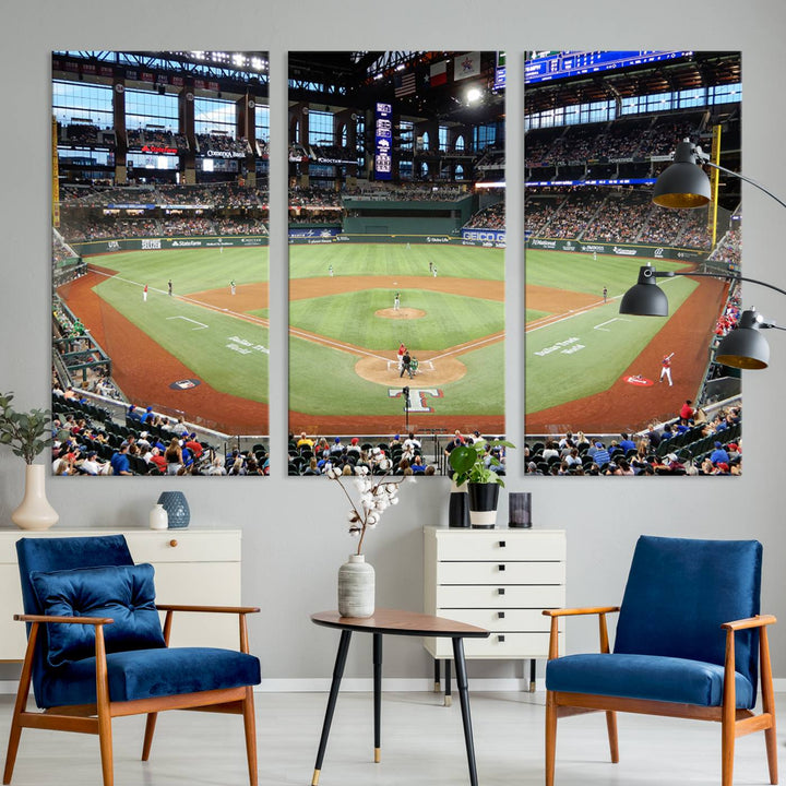 Texas Rangers Baseball Team Print - Arlington Globe Life Field Stadium Canvas Print Wall Art