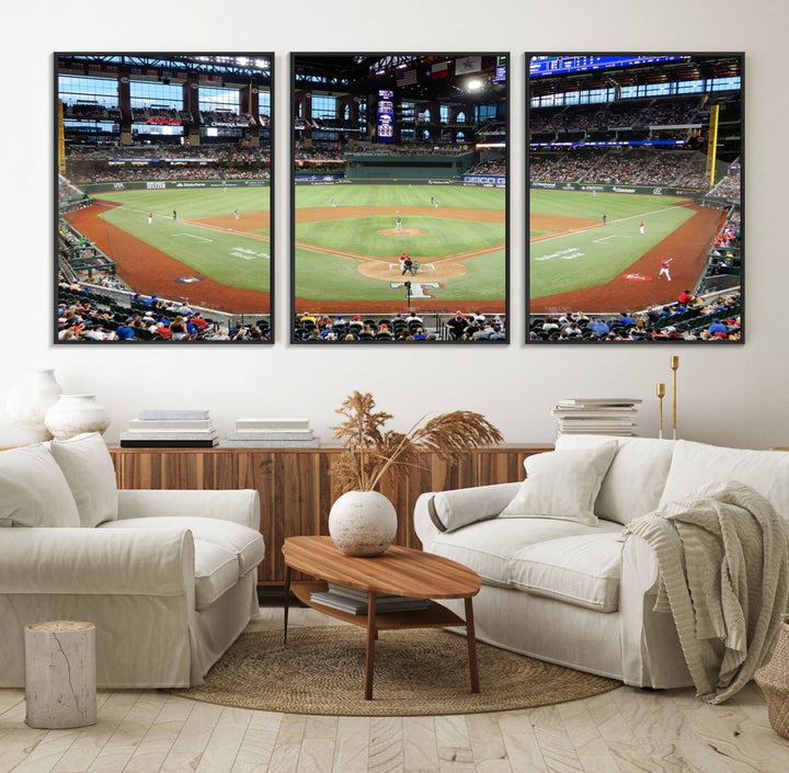 78468-MGV-FC-60X30-3P_Black-Texas Rangers Baseball Team Print - Arlington Globe Life Field Stadium Canvas Print Wall Art