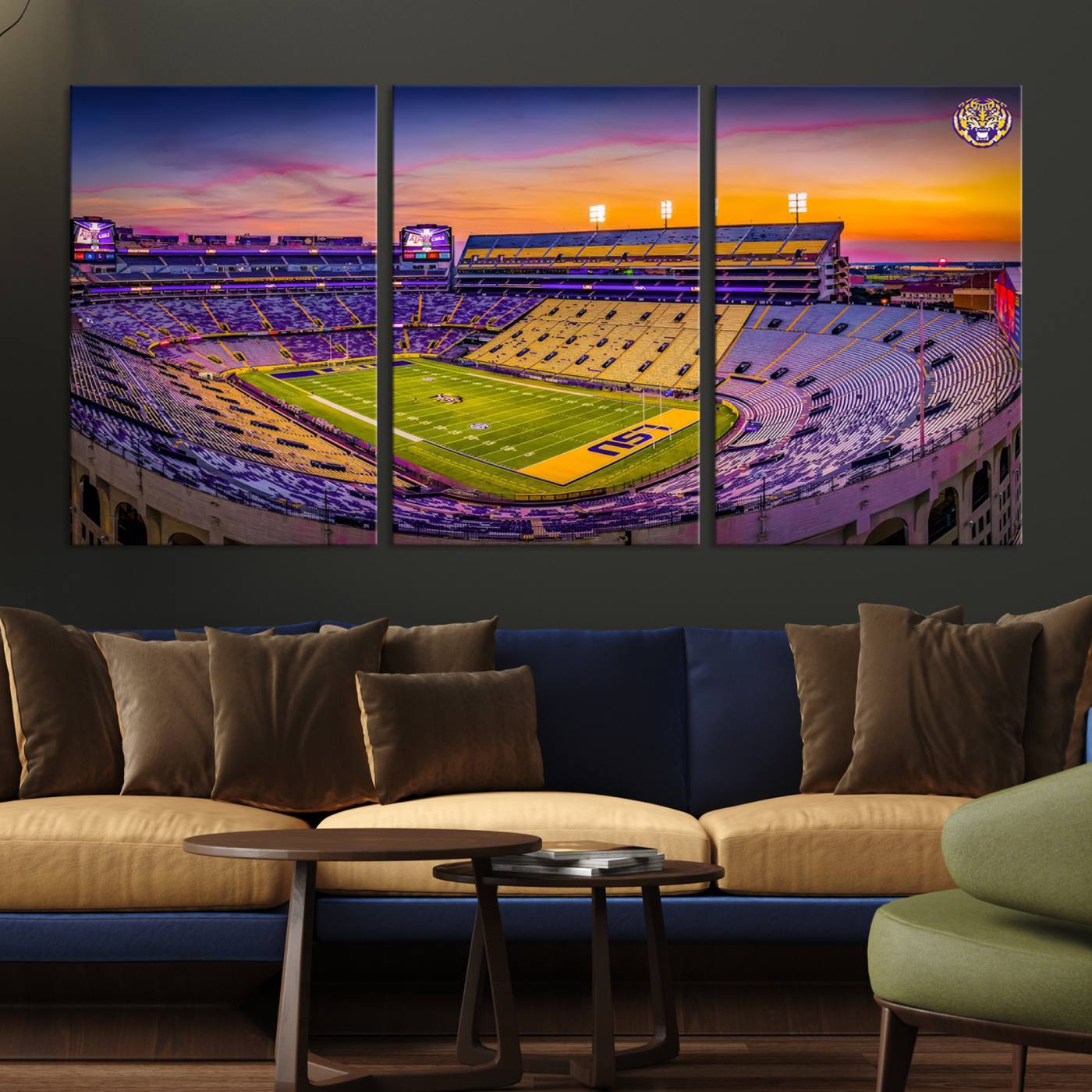 93538-MGV-CV-36X24-The Louisiana State University Tigers Football Team Print - Baton Rouge Tiger Stadium Wall Art Canvas Print