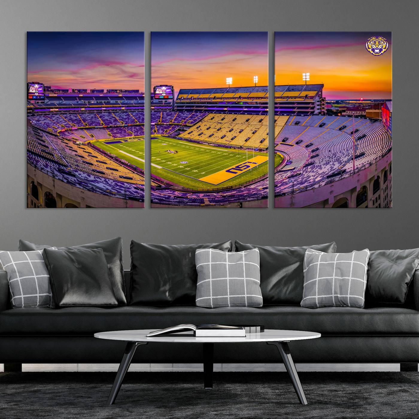 93538-MGV-CV-36X24-The Louisiana State University Tigers Football Team Print - Baton Rouge Tiger Stadium Wall Art Canvas Print