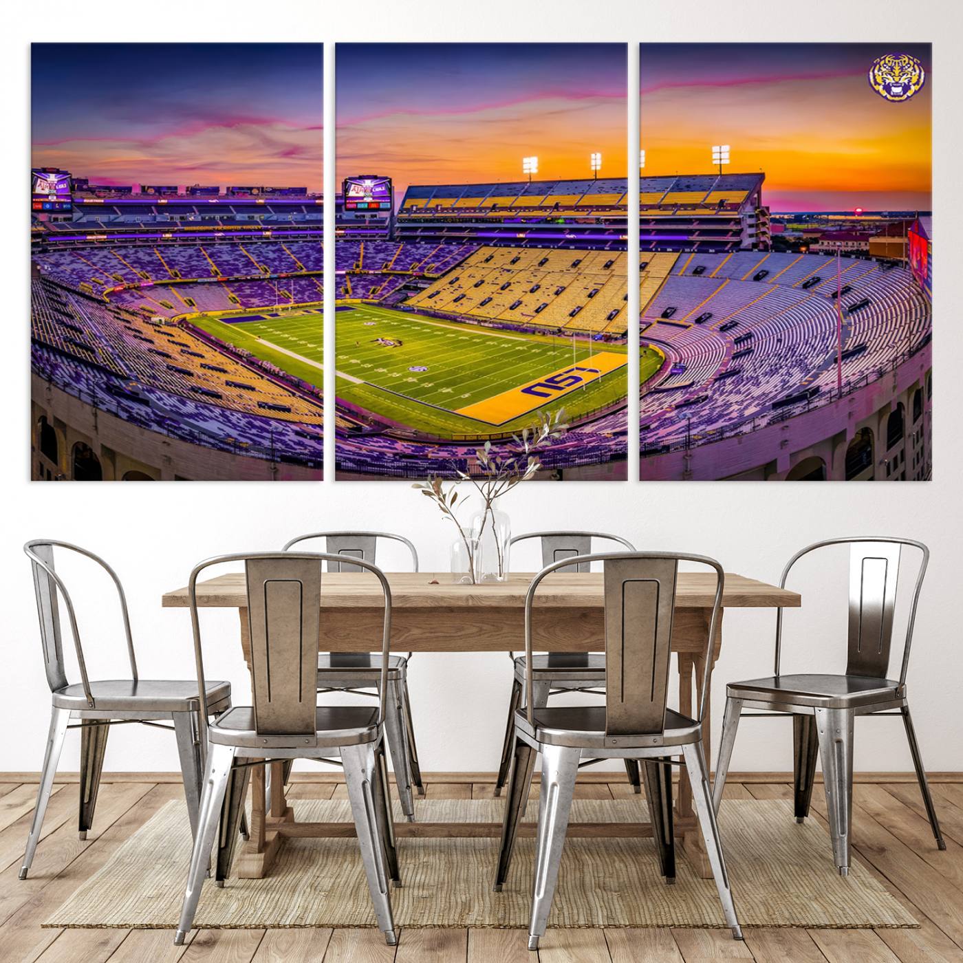 93538-MGV-CV-36X24-The Louisiana State University Tigers Football Team Print - Baton Rouge Tiger Stadium Wall Art Canvas Print