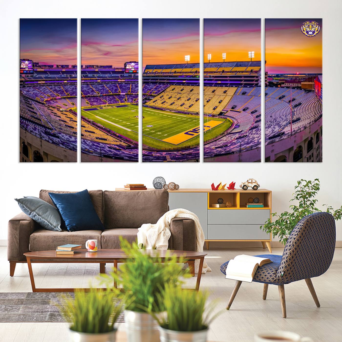 93538-MGV-CV-36X24-The Louisiana State University Tigers Football Team Print - Baton Rouge Tiger Stadium Wall Art Canvas Print