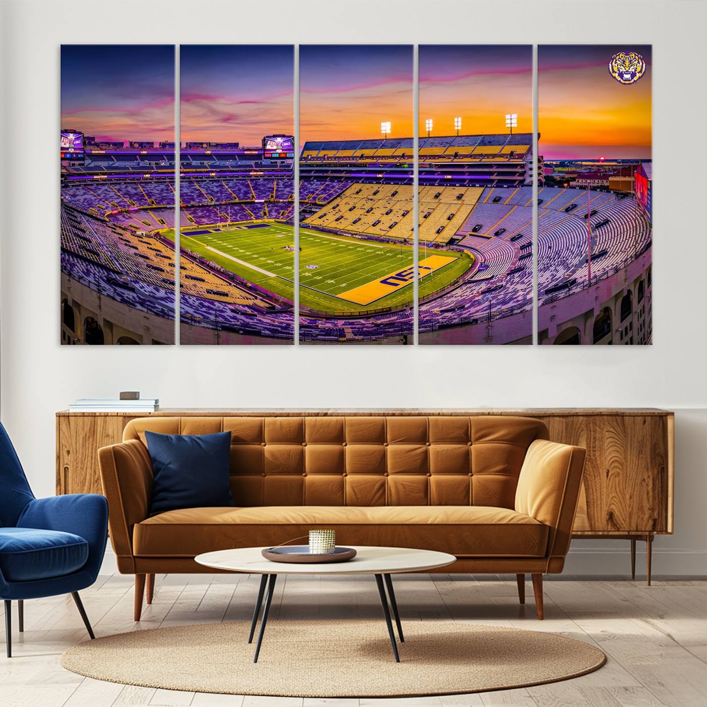 93538-MGV-CV-36X24-The Louisiana State University Tigers Football Team Print - Baton Rouge Tiger Stadium Wall Art Canvas Print