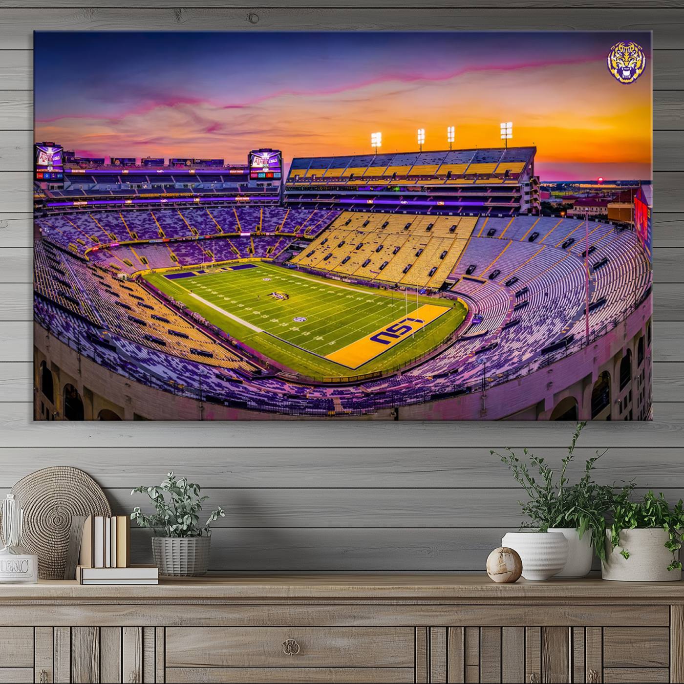 The Louisiana State University Tigers Football Team Print - Baton Rouge Tiger Stadium Wall Art Canvas Print