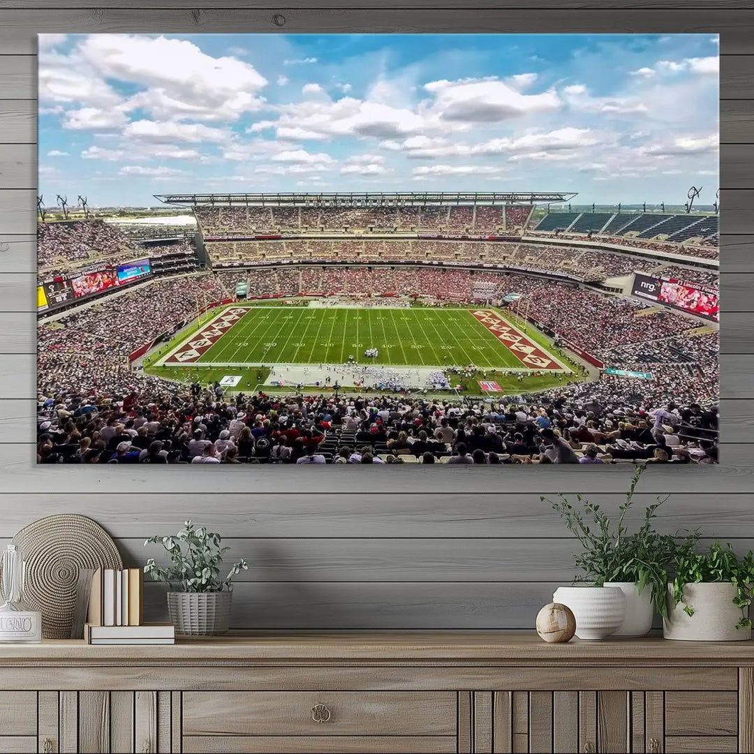 The Temple University Owls Athletics Team Print - Philadelphia Lincoln Financial Field Stadium Wall Art Canvas Print captures the vibrant energy of a bustling football stadium during a game. With its gallery-quality finish, it brings sophistication and becomes an irresistible piece of wall art for any sports enthusiast's space.