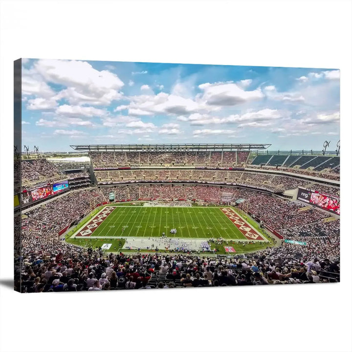 The Temple University Owls Athletics Team Print - Philadelphia Lincoln Financial Field Stadium Wall Art Canvas Print captures the vibrant energy of a bustling football stadium during a game. With its gallery-quality finish, it brings sophistication and becomes an irresistible piece of wall art for any sports enthusiast's space.