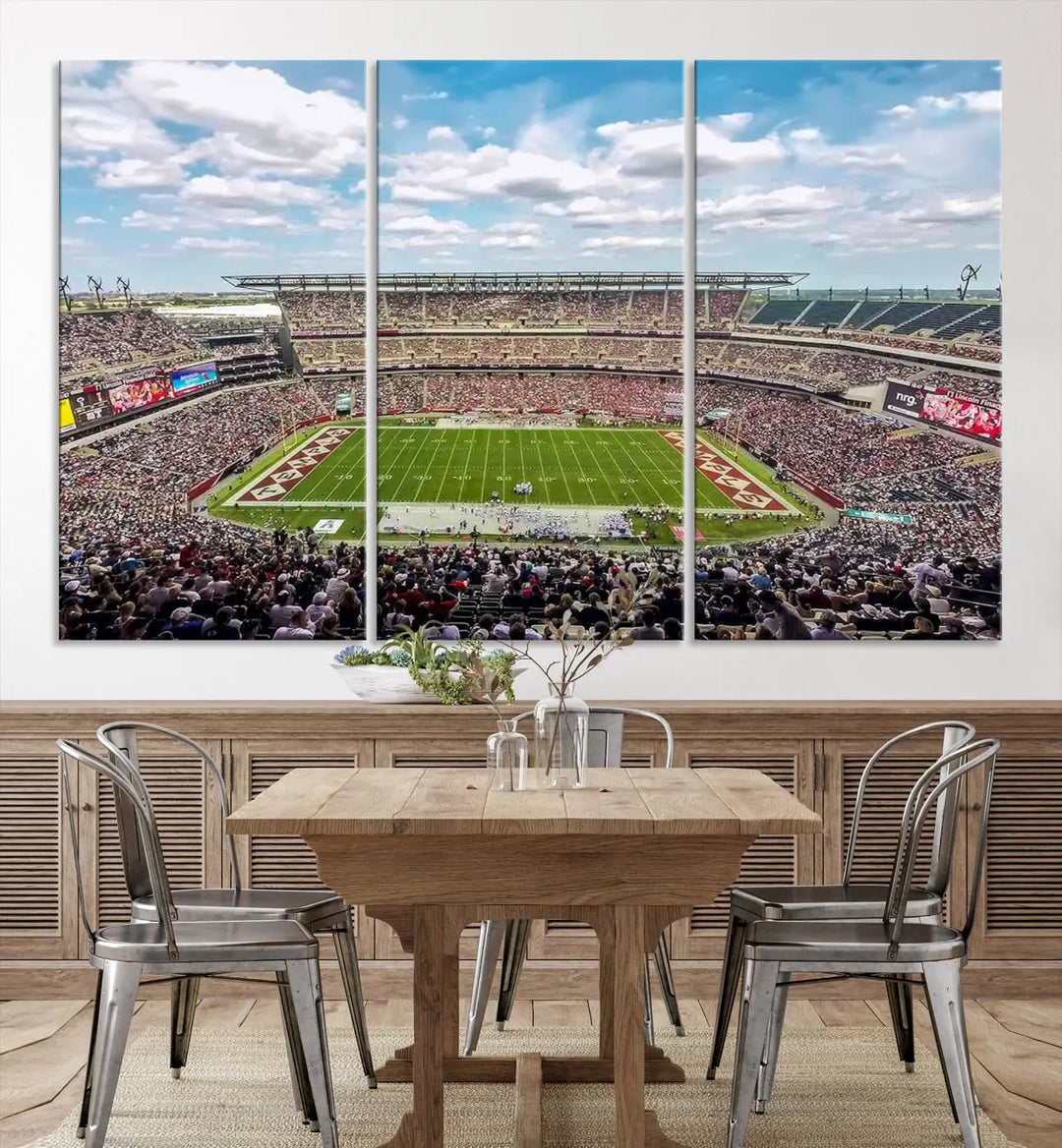 The Temple University Owls Athletics Team Print - Philadelphia Lincoln Financial Field Stadium Wall Art Canvas Print captures the vibrant energy of a bustling football stadium during a game. With its gallery-quality finish, it brings sophistication and becomes an irresistible piece of wall art for any sports enthusiast's space.