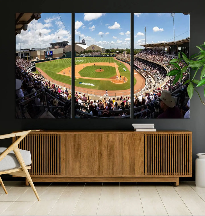 Experience the grandeur of Kyle Field with "The Texas A&M University Aggies Athletics Team Print" – a canvas print capturing a view from a luxury suite, offering an impressive perspective of the bustling stadium.