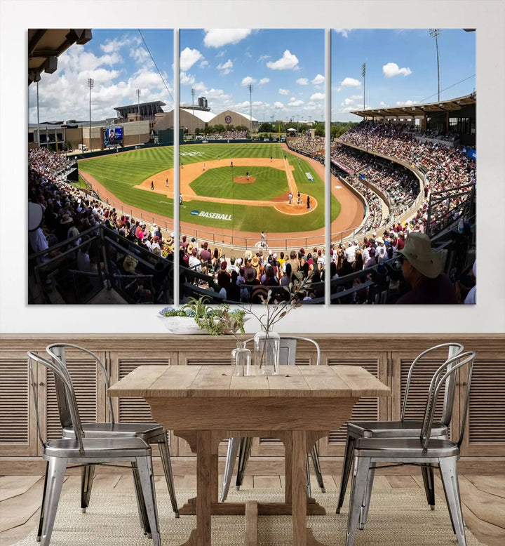 Experience the grandeur of Kyle Field with "The Texas A&M University Aggies Athletics Team Print" – a canvas print capturing a view from a luxury suite, offering an impressive perspective of the bustling stadium.