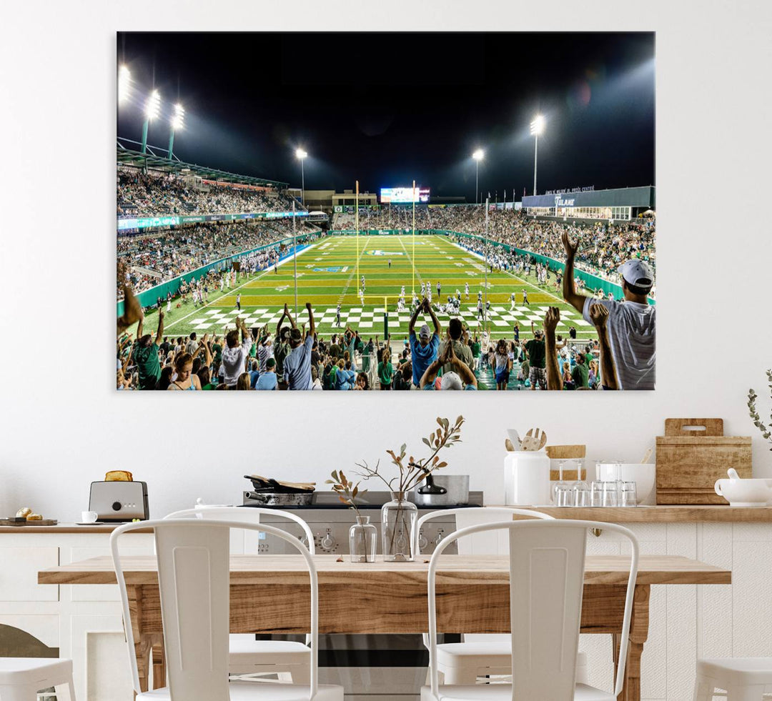 The Tulane University Green Wave Football Team Print - New Orleans Yulman Stadium Wall Art Canvas Print