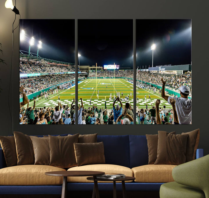 The Tulane University Green Wave Football Team Print - New Orleans Yulman Stadium Wall Art Canvas Print
