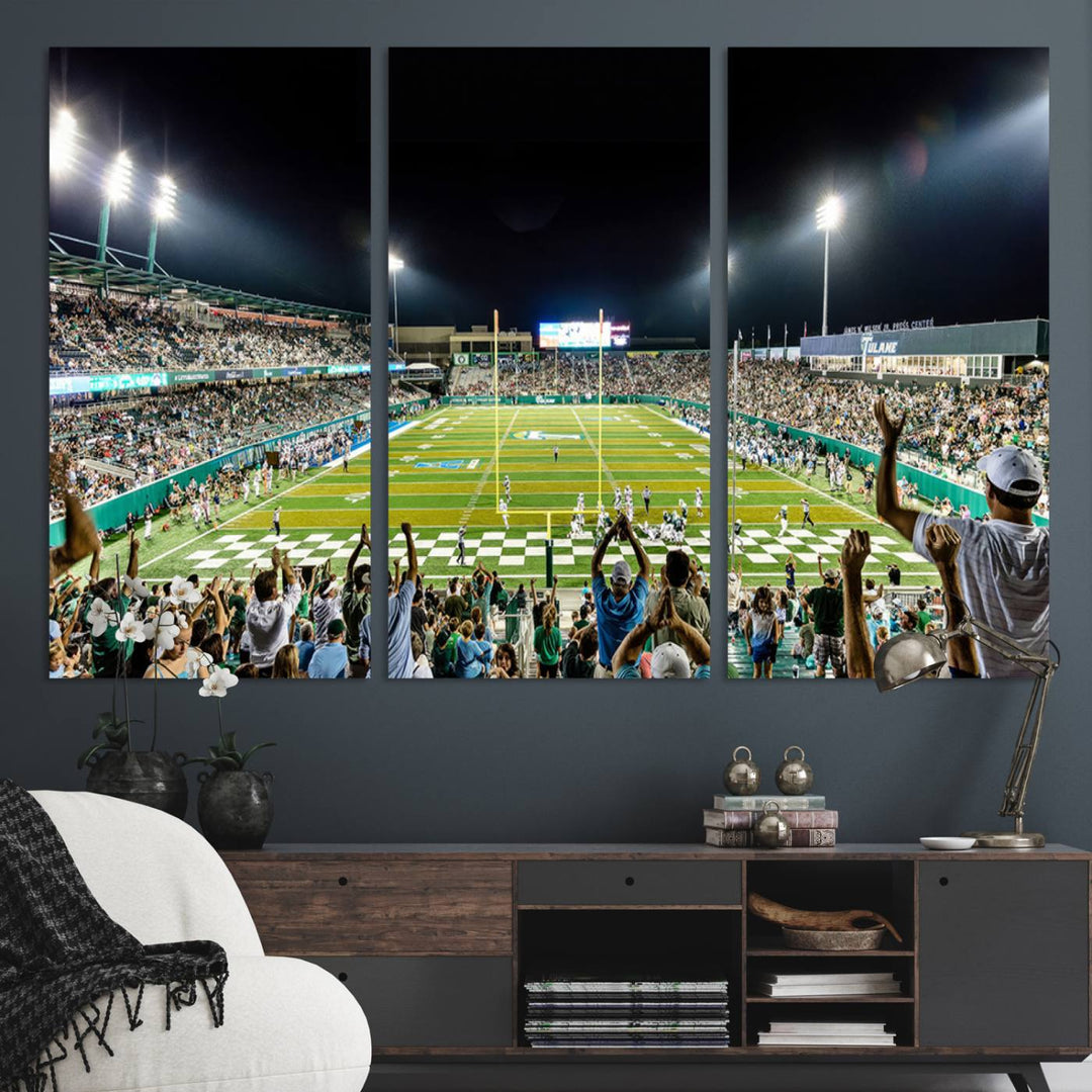 The Tulane University Green Wave Football Team Print - New Orleans Yulman Stadium Wall Art Canvas Print