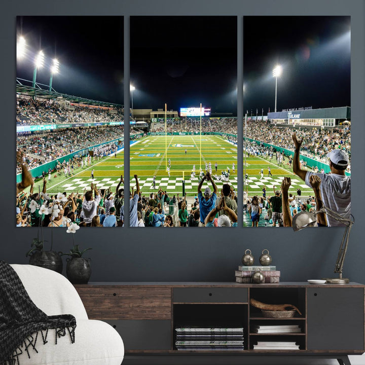 The Tulane University Green Wave Football Team Print - New Orleans Yulman Stadium Wall Art Canvas Print