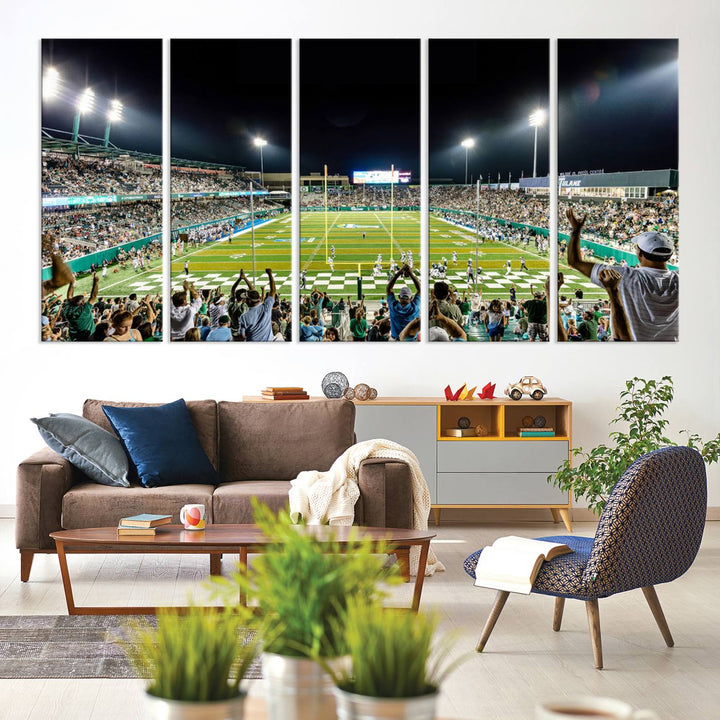 56448-MGV-CV-36X24-The Tulane University Green Wave Football Team Print - New Orleans Yulman Stadium Wall Art Canvas Print