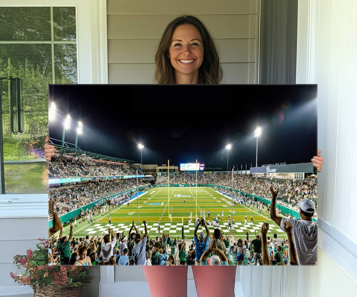 The Tulane University Green Wave Football Team Print - New Orleans Yulman Stadium Wall Art Canvas Print