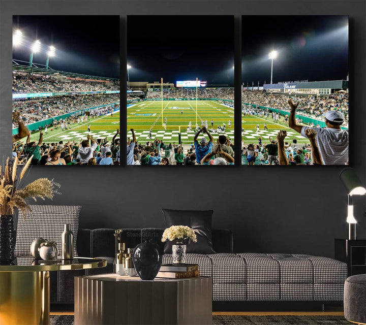 The Tulane University Green Wave Football Team Print - New Orleans Yulman Stadium Wall Art Canvas Print