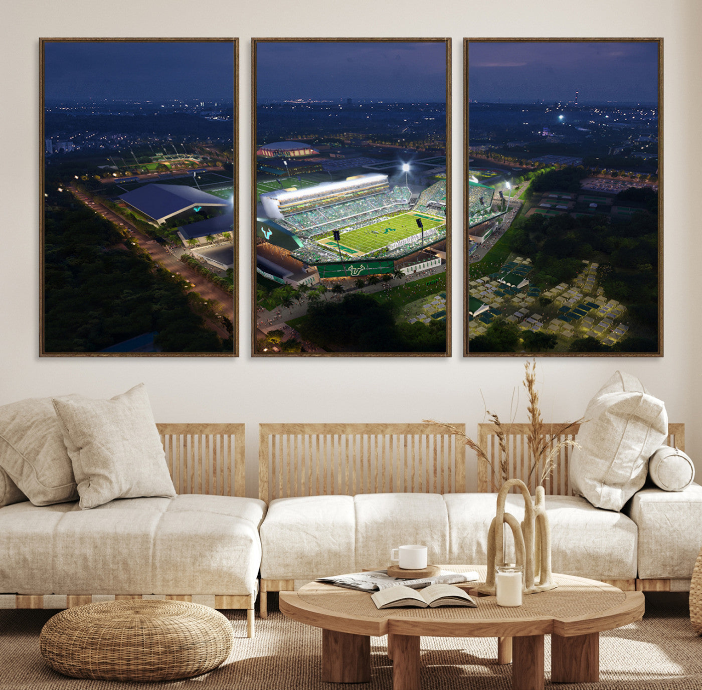 27554-MGV-CV-36X24-The University of South Florida Bulls Football Team Print - Tampa USF Football Stadium Wall Art Canvas Print