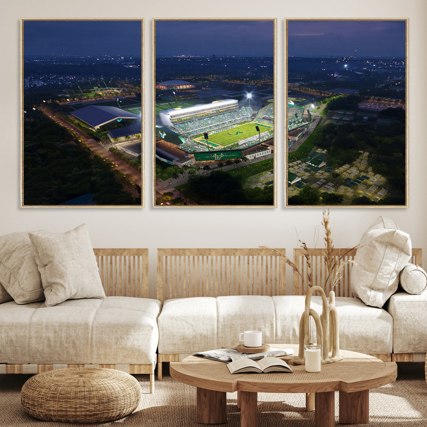 27554-MGV-CV-36X24-The University of South Florida Bulls Football Team Print - Tampa USF Football Stadium Wall Art Canvas Print