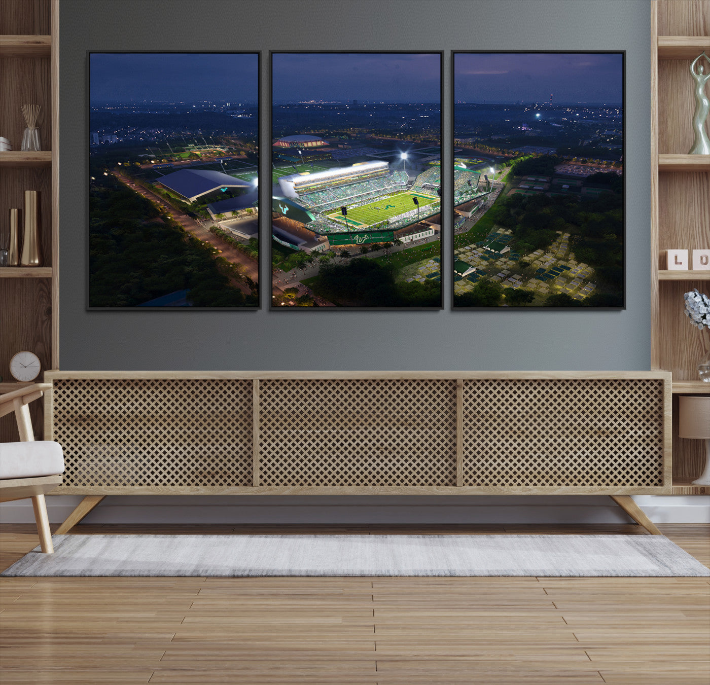 27554-MGV-CV-36X24-The University of South Florida Bulls Football Team Print - Tampa USF Football Stadium Wall Art Canvas Print