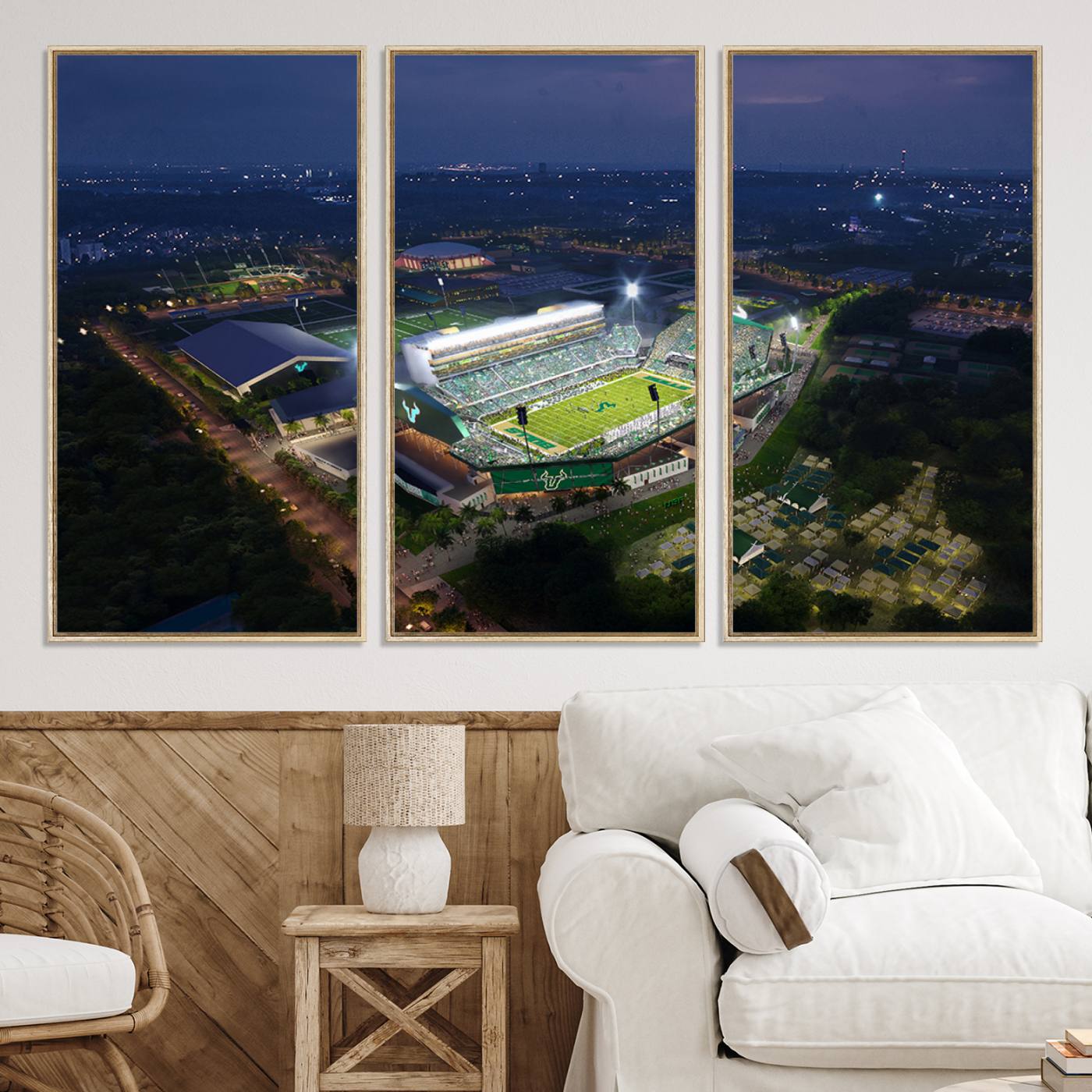 27554-MGV-CV-36X24-The University of South Florida Bulls Football Team Print - Tampa USF Football Stadium Wall Art Canvas Print