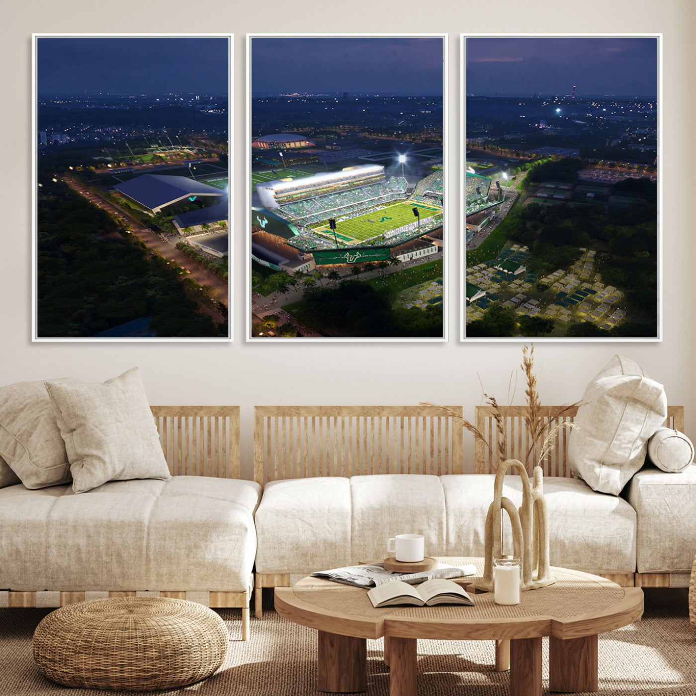 27554-MGV-CV-36X24-The University of South Florida Bulls Football Team Print - Tampa USF Football Stadium Wall Art Canvas Print