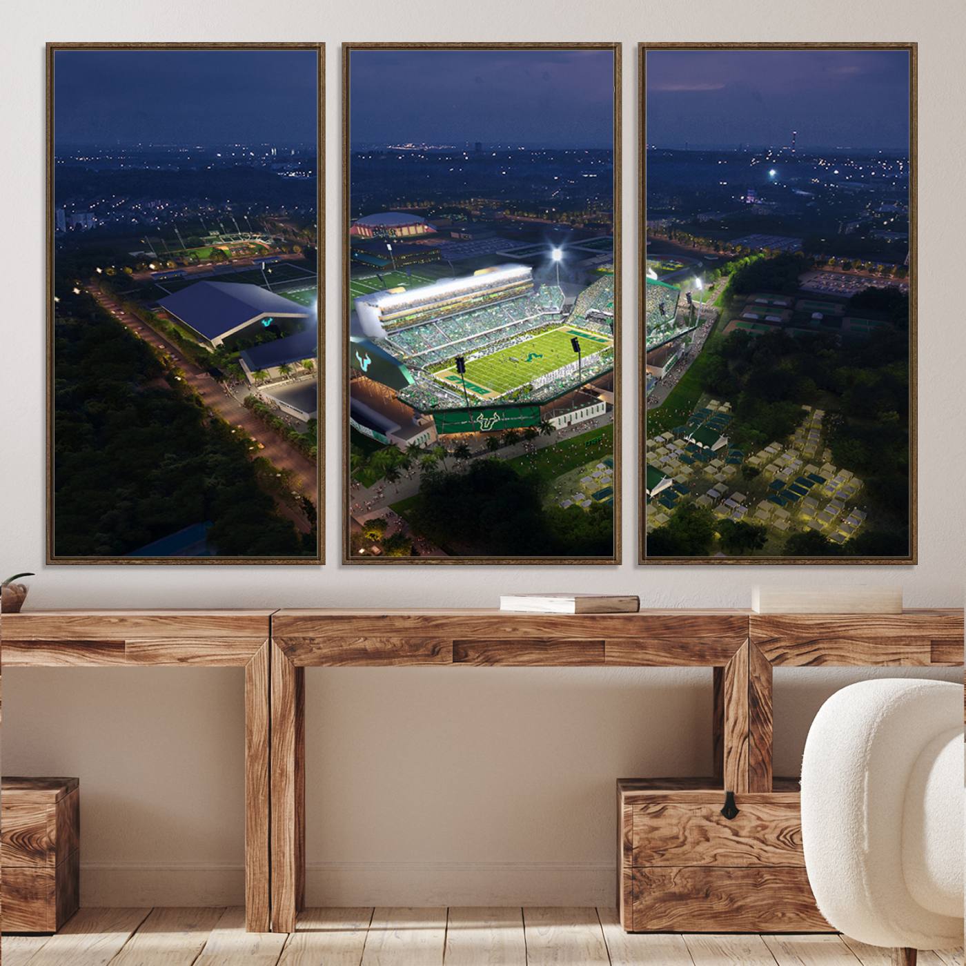 27554-MGV-CV-36X24-The University of South Florida Bulls Football Team Print - Tampa USF Football Stadium Wall Art Canvas Print