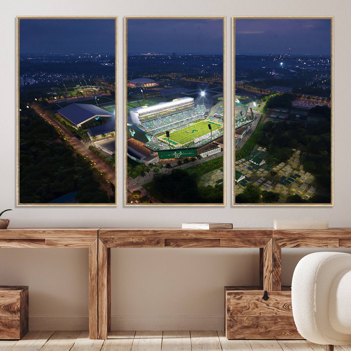 27554-MGV-CV-36X24-The University of South Florida Bulls Football Team Print - Tampa USF Football Stadium Wall Art Canvas Print