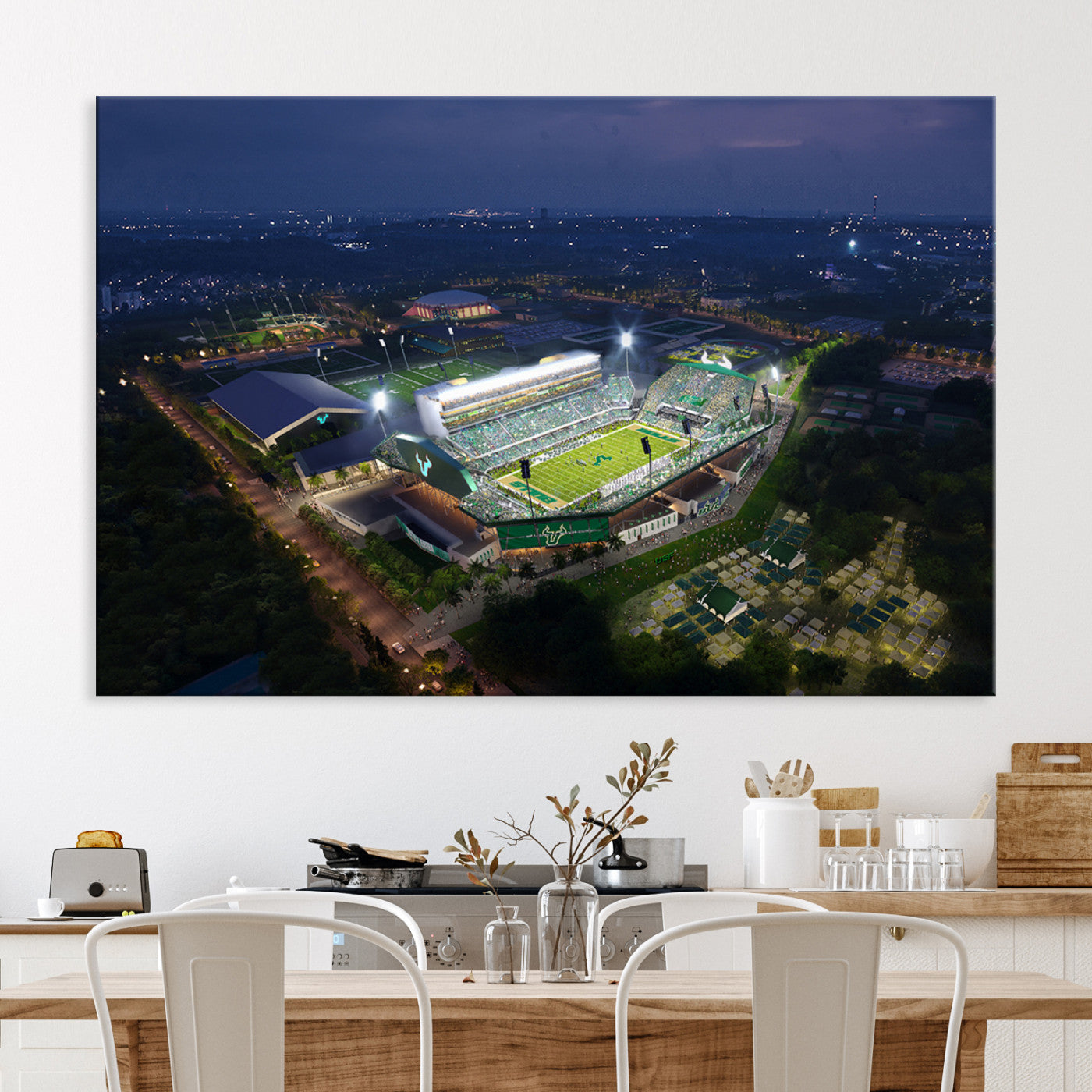 27554-MGV-CV-36X24-The University of South Florida Bulls Football Team Print - Tampa USF Football Stadium Wall Art Canvas Print