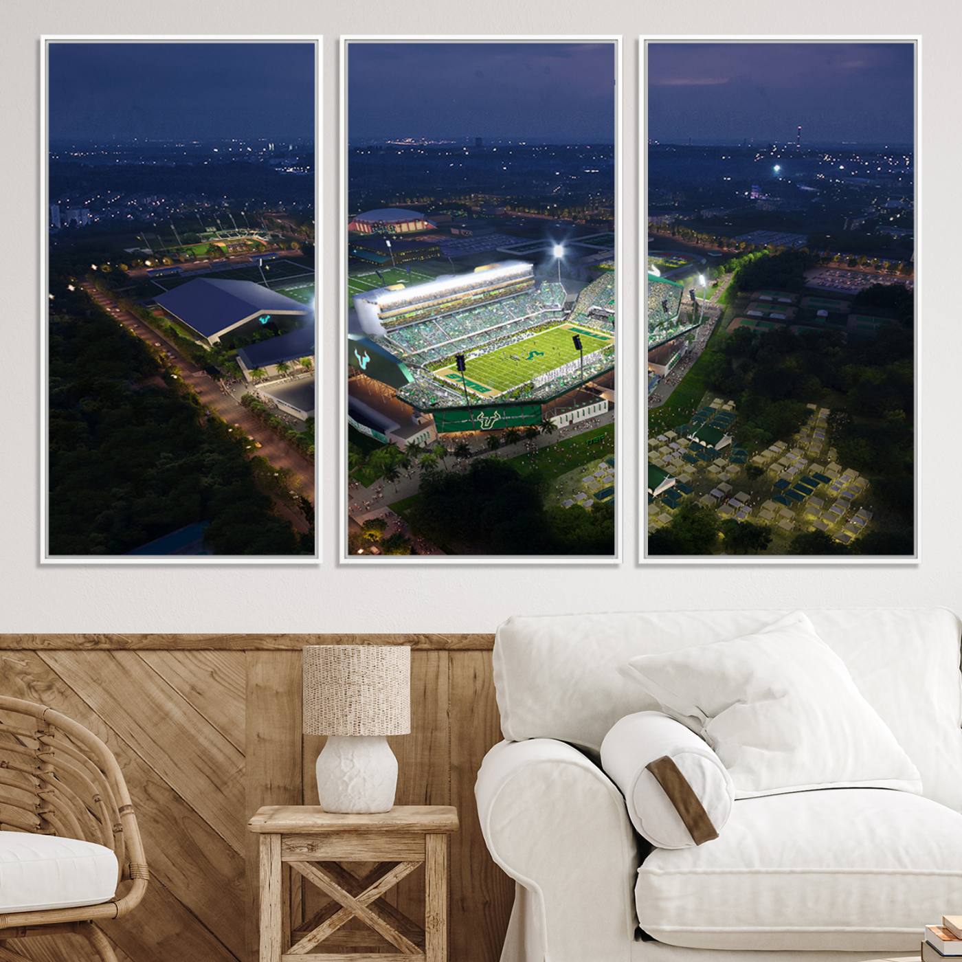 27554-MGV-CV-36X24-The University of South Florida Bulls Football Team Print - Tampa USF Football Stadium Wall Art Canvas Print