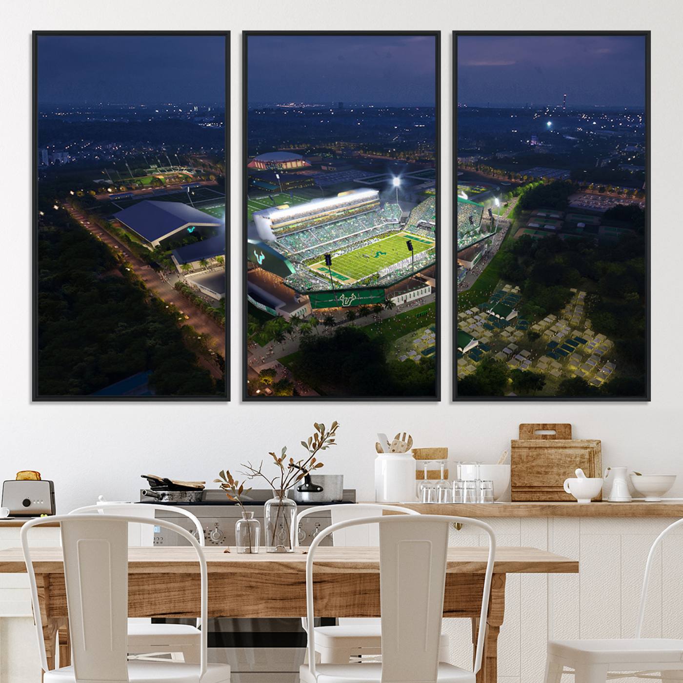 27554-MGV-CV-36X24-The University of South Florida Bulls Football Team Print - Tampa USF Football Stadium Wall Art Canvas Print