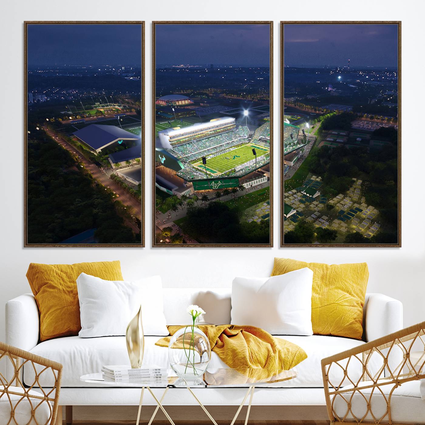 27554-MGV-CV-36X24-The University of South Florida Bulls Football Team Print - Tampa USF Football Stadium Wall Art Canvas Print