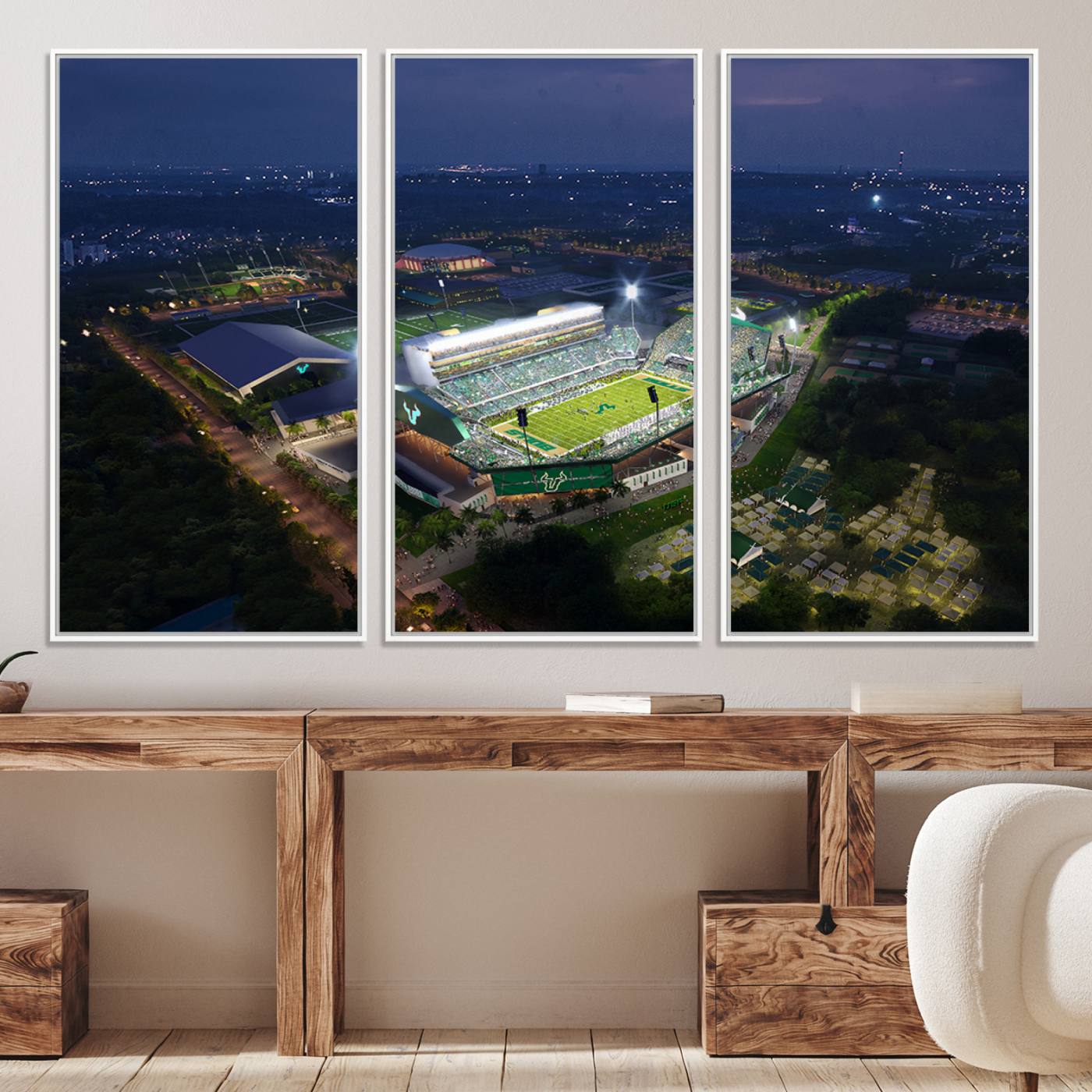 27554-MGV-CV-36X24-The University of South Florida Bulls Football Team Print - Tampa USF Football Stadium Wall Art Canvas Print