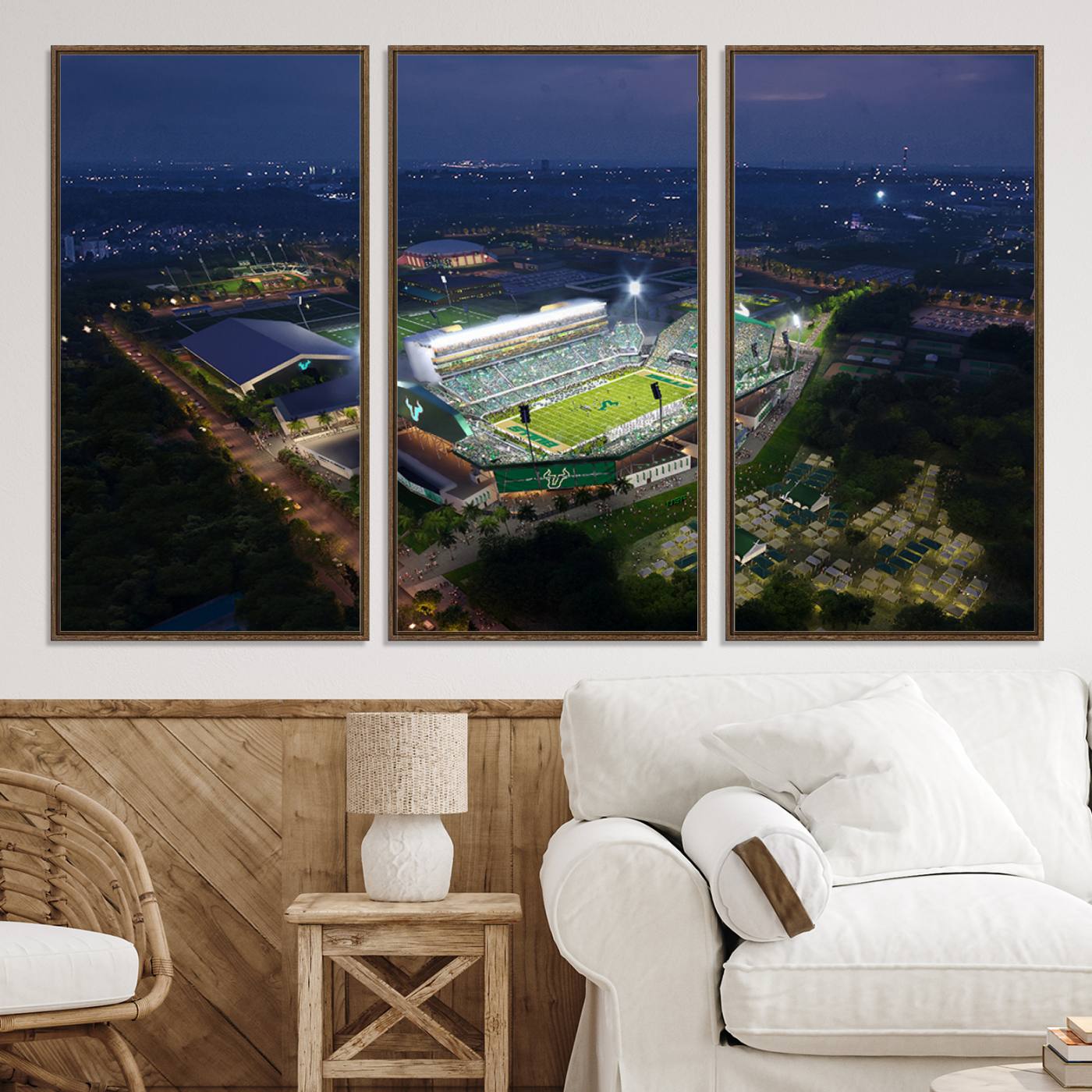 27554-MGV-CV-36X24-The University of South Florida Bulls Football Team Print - Tampa USF Football Stadium Wall Art Canvas Print