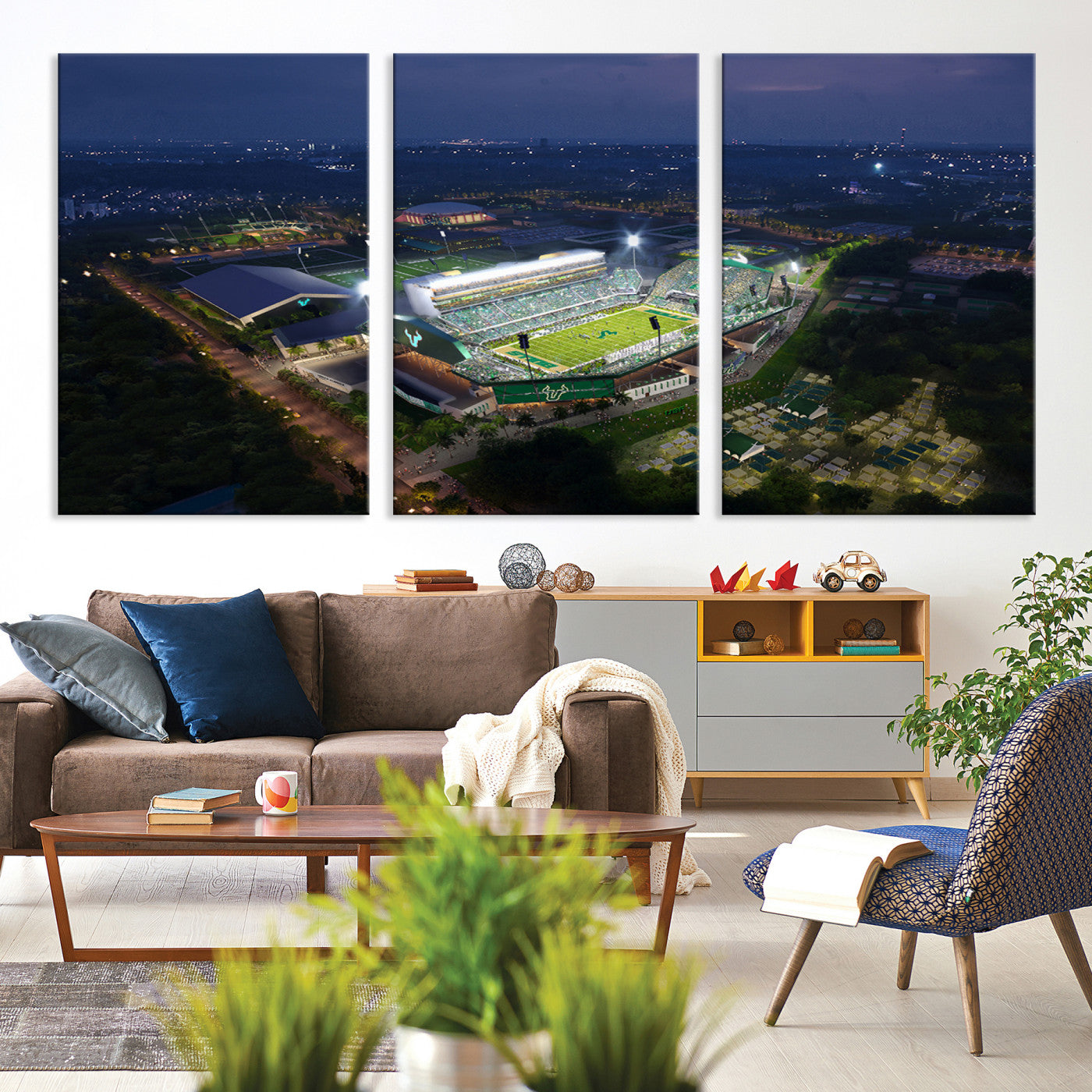 27554-MGV-CV-36X24-The University of South Florida Bulls Football Team Print - Tampa USF Football Stadium Wall Art Canvas Print