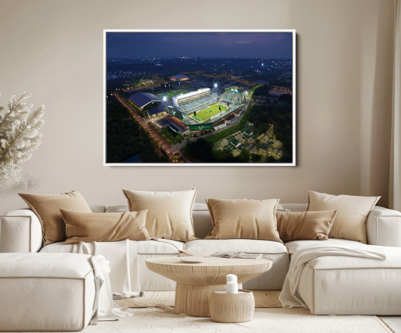 27554-MGV-CV-36X24-The University of South Florida Bulls Football Team Print - Tampa USF Football Stadium Wall Art Canvas Print