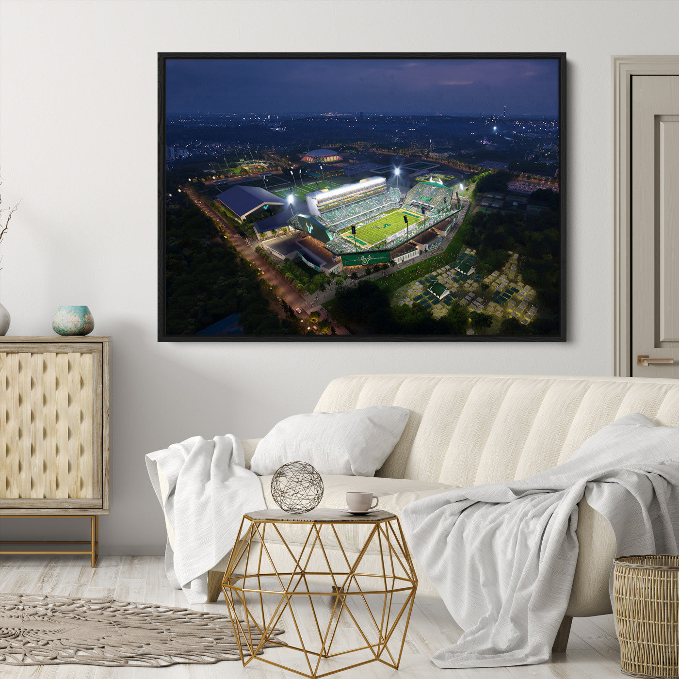 27554-MGV-CV-36X24-The University of South Florida Bulls Football Team Print - Tampa USF Football Stadium Wall Art Canvas Print