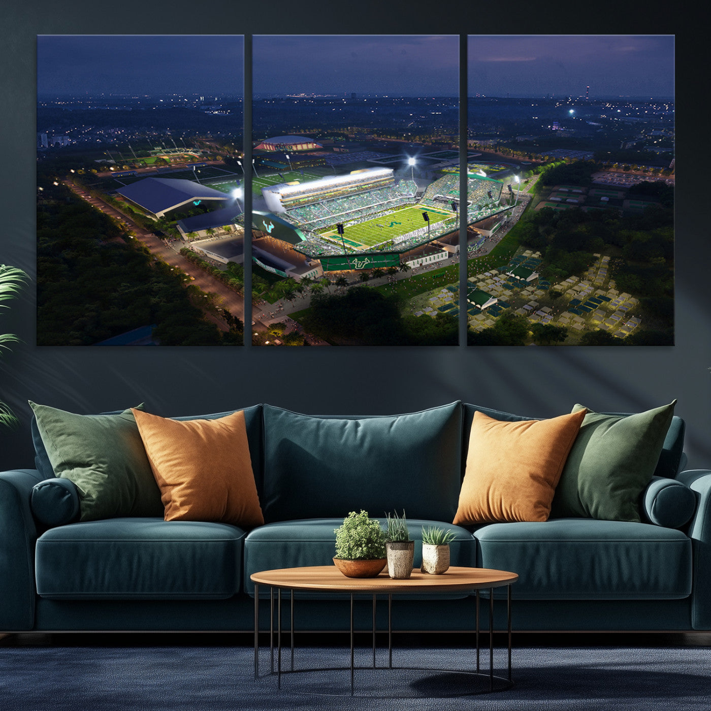 27554-MGV-CV-36X24-The University of South Florida Bulls Football Team Print - Tampa USF Football Stadium Wall Art Canvas Print