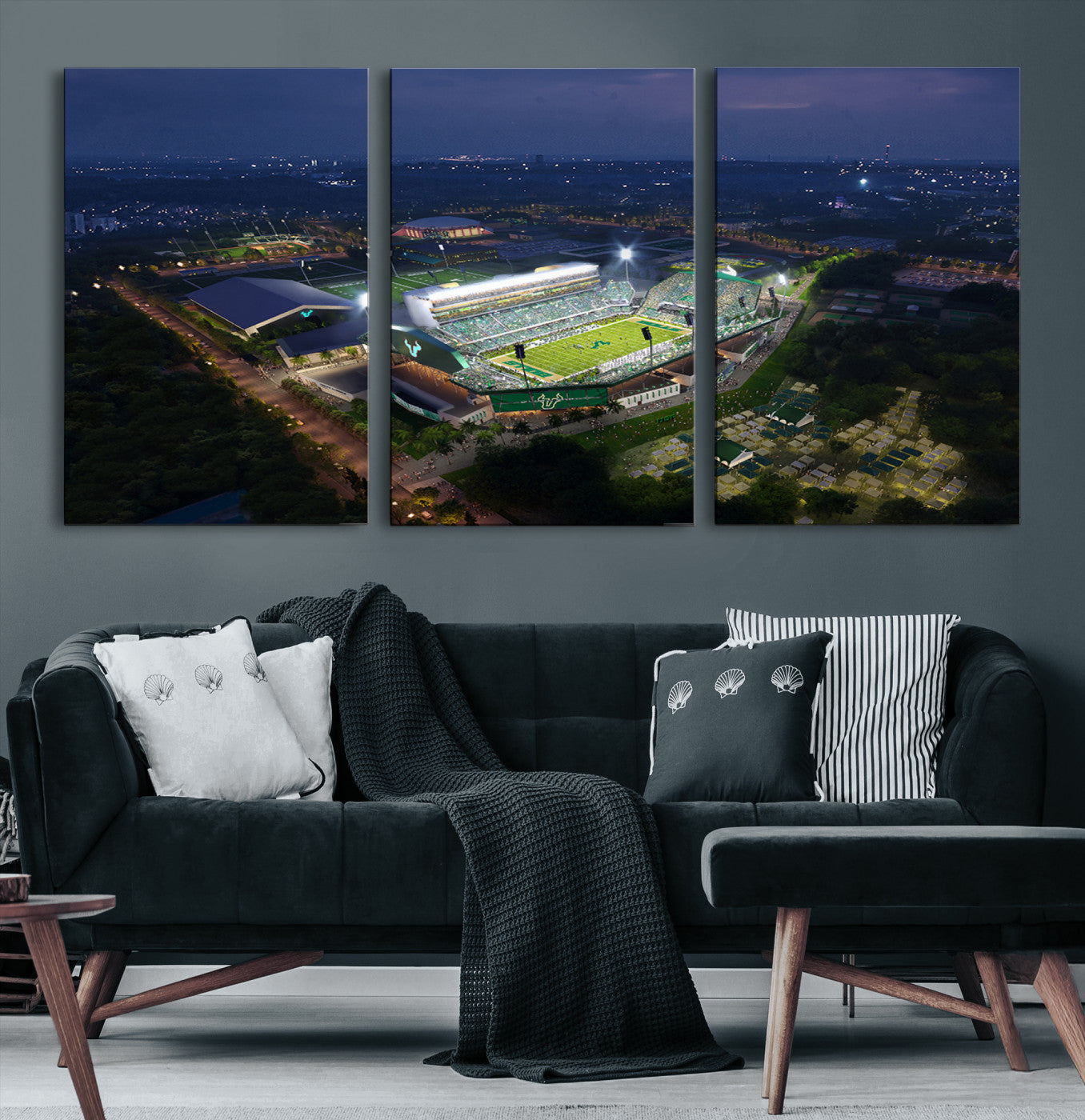 27554-MGV-CV-36X24-The University of South Florida Bulls Football Team Print - Tampa USF Football Stadium Wall Art Canvas Print