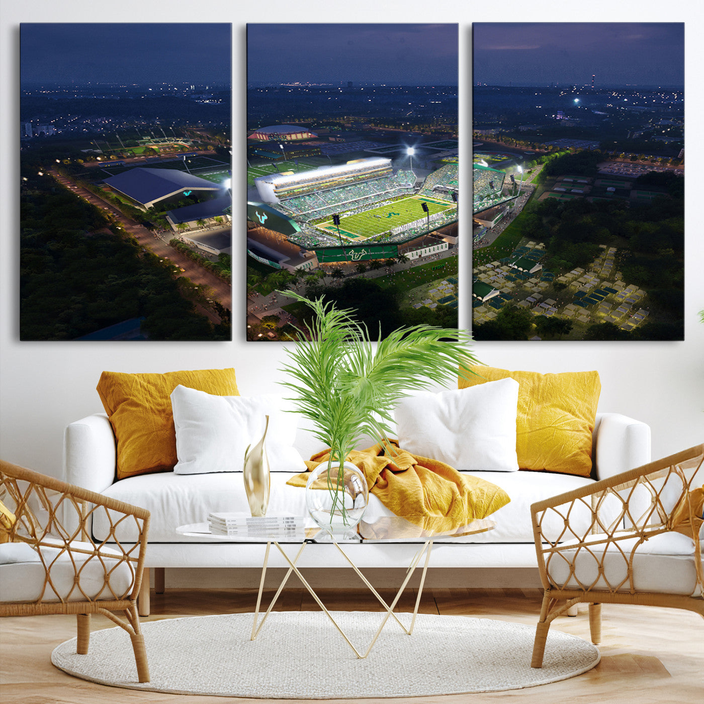 27554-MGV-CV-36X24-The University of South Florida Bulls Football Team Print - Tampa USF Football Stadium Wall Art Canvas Print
