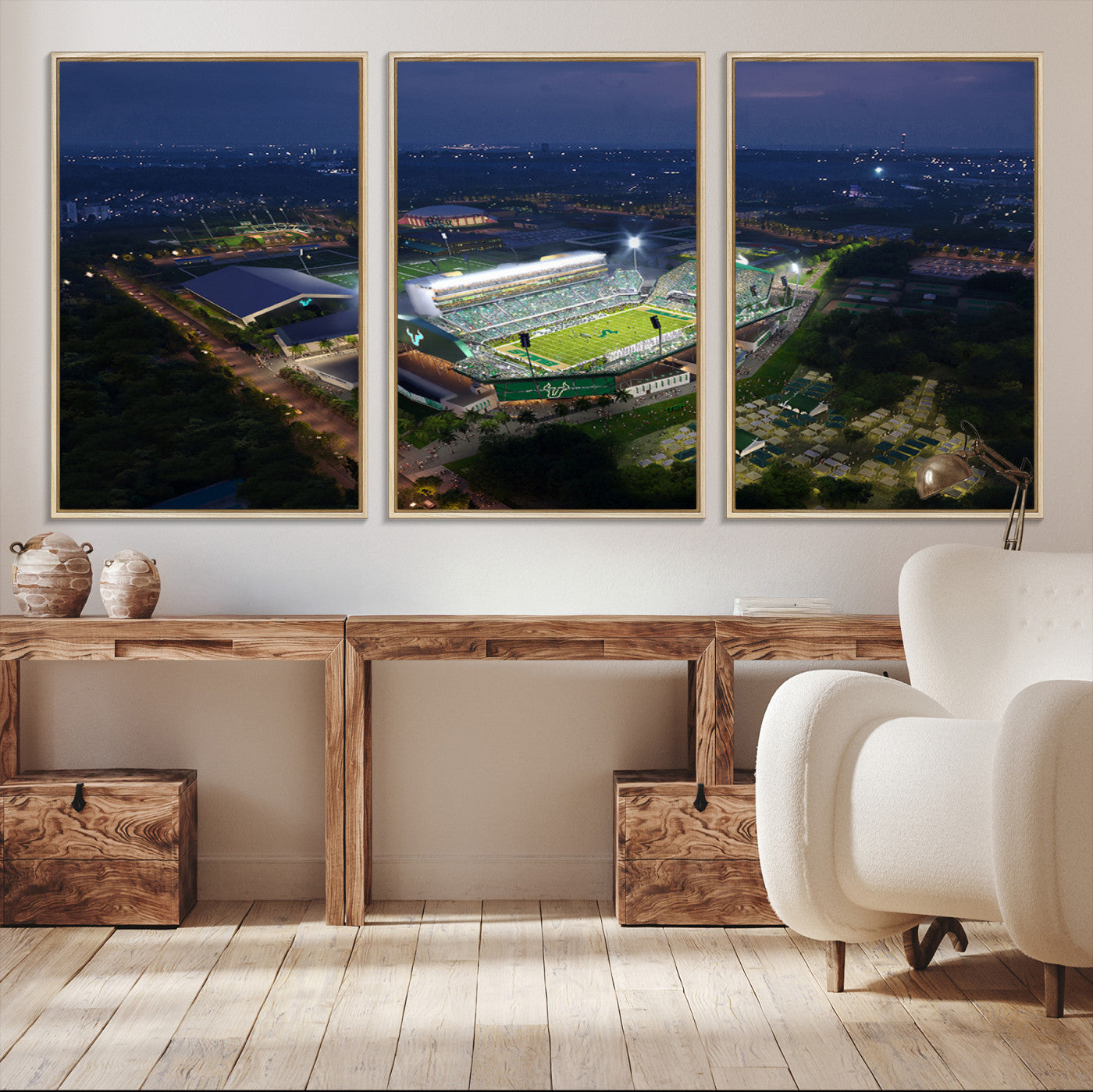 27554-MGV-CV-36X24-The University of South Florida Bulls Football Team Print - Tampa USF Football Stadium Wall Art Canvas Print
